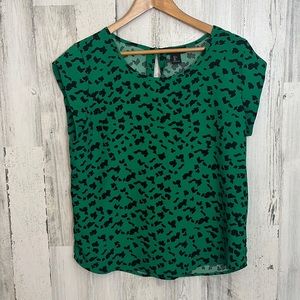 Rachel Zoe Green and Black Patterned Top